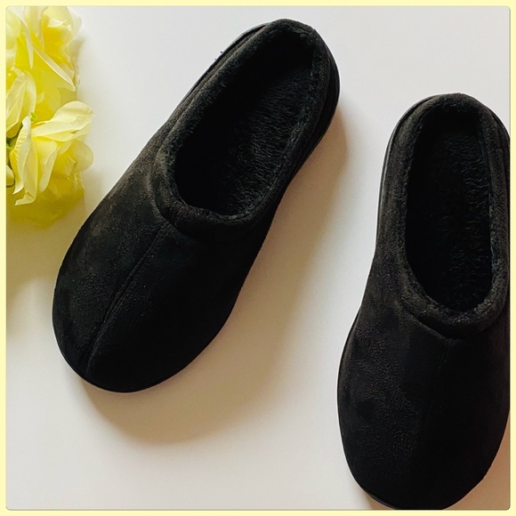 NWOT Ladies Black Plush Suede Clog Slippers HP - Picture 5 of 7